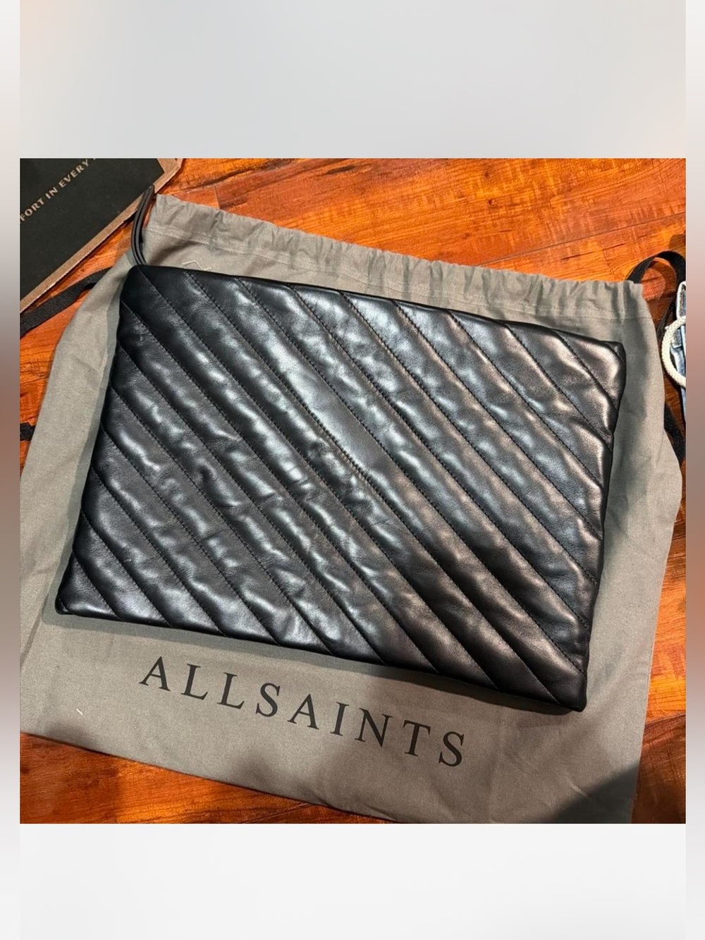AllSaints Black “Waimea Quilted Clutch”